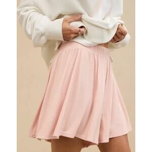 AERIE NWT High-Waisted Flirty Wide-Leg Loungewear Shorts in Dusty Pink Size XS